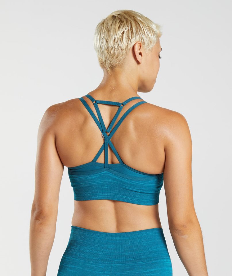 Women's Gymshark Adapt Marl Seamless Sports Bra Turquoise | CA 70361D